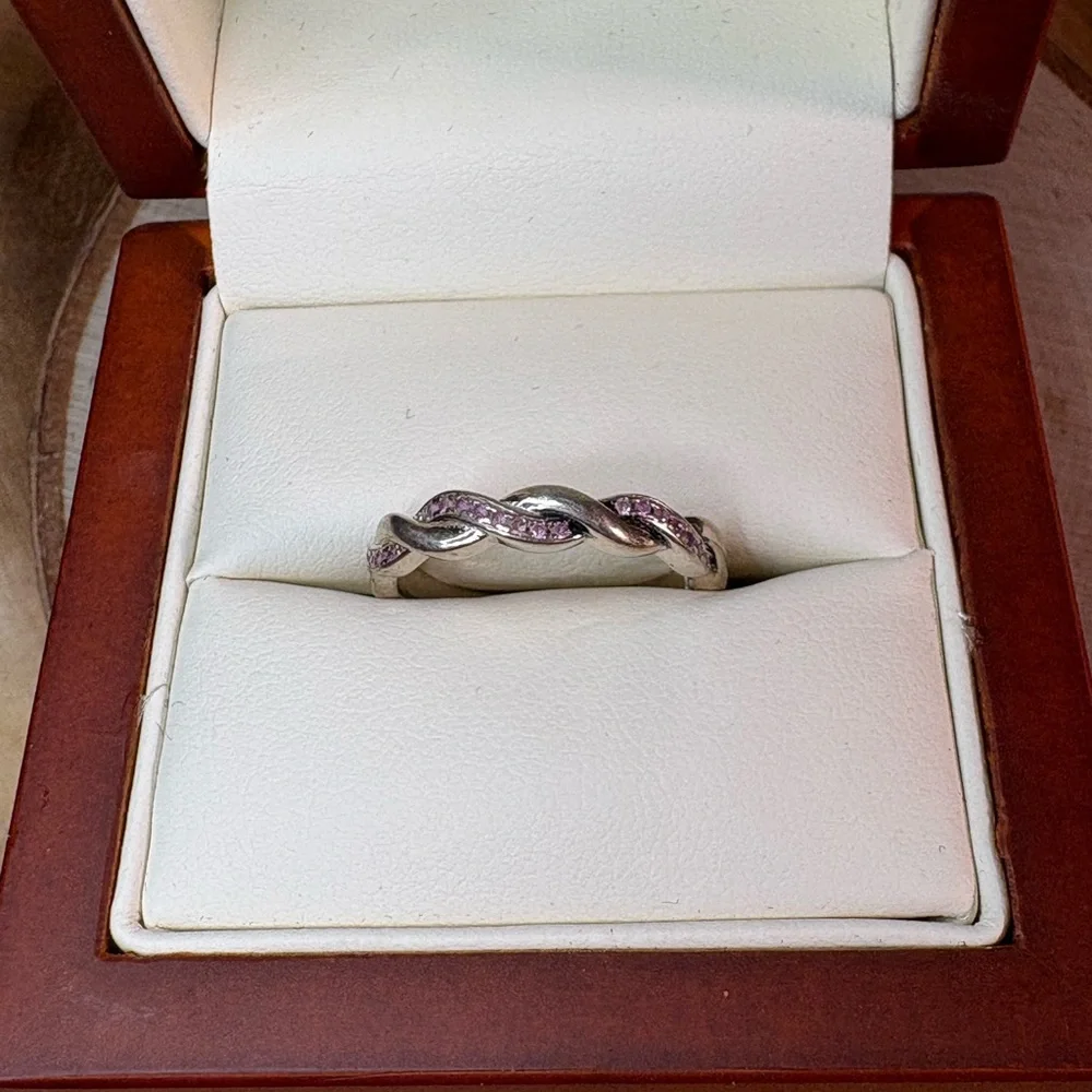 Vintage Silver Ring with Pink Highlights